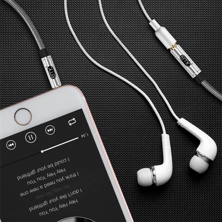 EMK 3.5mm Male to Female Gold-plated Plug Cotton Braided Audio Cable for Speaker / Notebooks / Headphone, Length: 0.5m(Grey) - free shipping - PMc TechLife - Order now!
