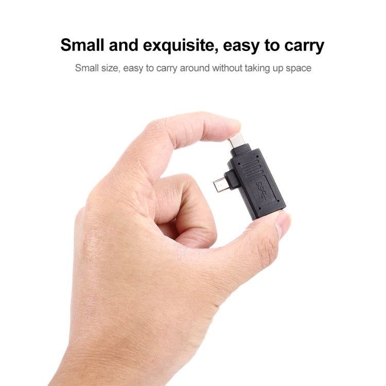 USB-C / Type-C Male + Micro USB Male to USB 3.0 Female Adapter(Black) - USB Adapter by PMC TechLife | Online Shopping South Africa | PMC TechLife
