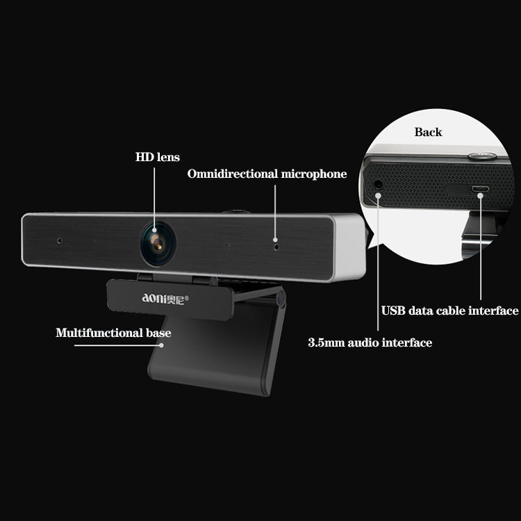 aoni C90 1080P HD Business Smart Computer Camera with Microphone - free shipping - PMC Jewellery - Order now!