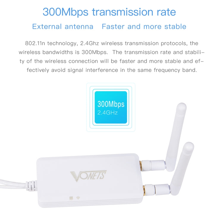 VONETS VAP11S 2.4G Mini Wireless Bridge 300Mbps WiFi Repeater with 2 Antennas - free shipping - PMC Jewellery - Order now!