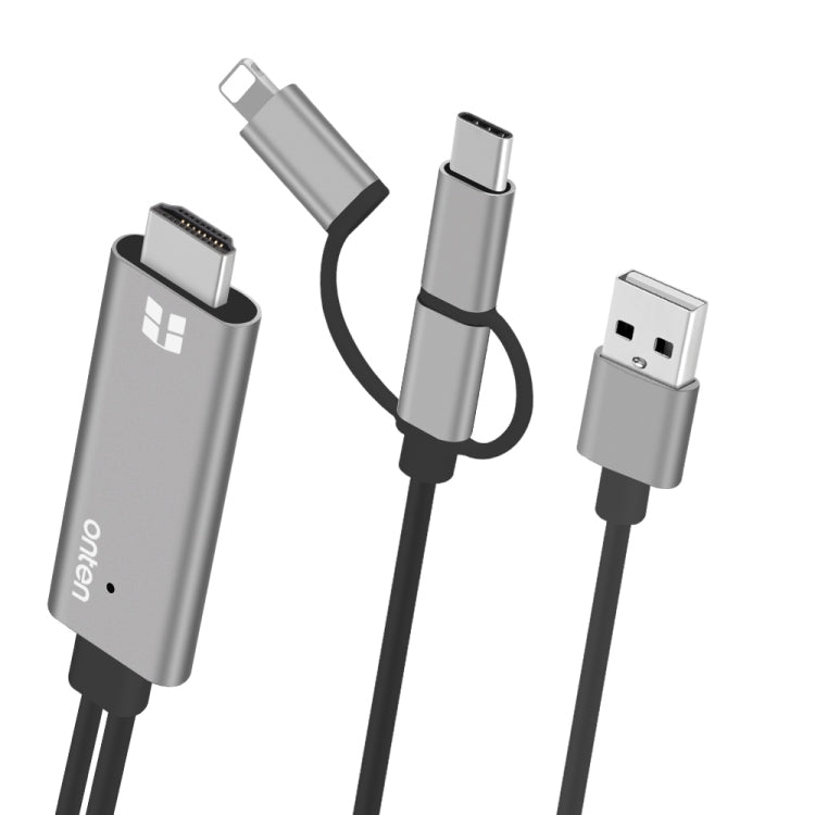 Onten OTN-7537A 3 in 1 1080P Mobile HD Screen Player Adapter Cable(Grey) - free shipping - PMC TechLife - Order now!