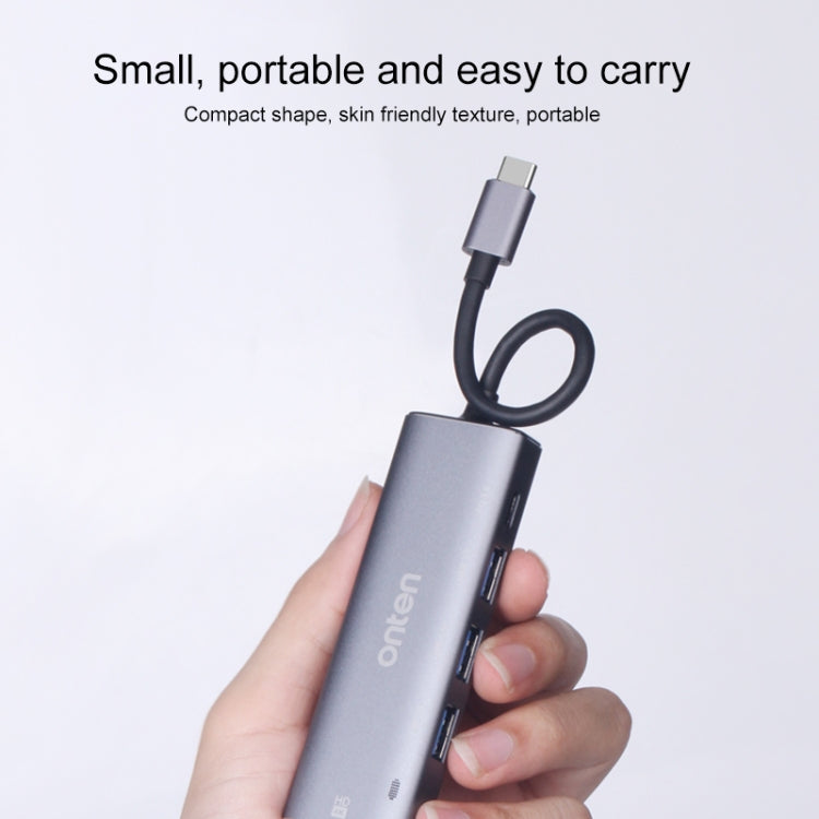 Onten OT-95123 5 in 1 Multifunctional Type-C + USB + HDMI Docking Station, Cable Length: 145mm(Silver) - free shipping - PMC Jewellery - Order now!