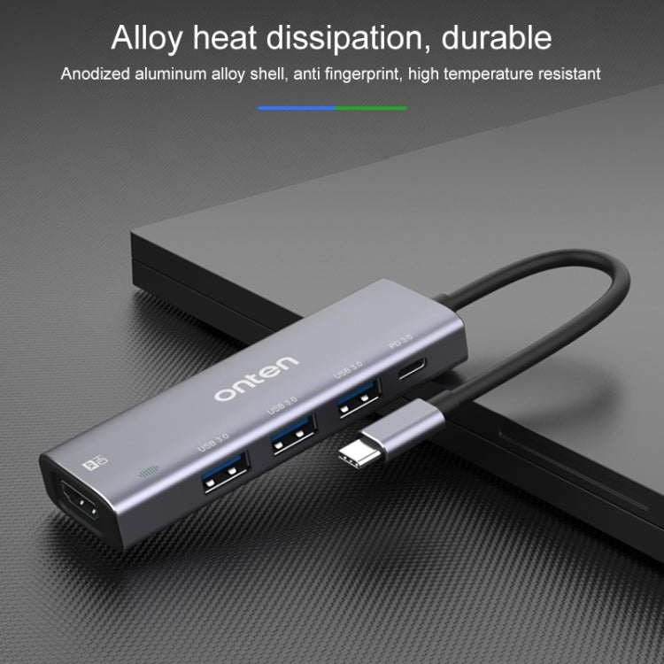 Onten OT-95123 5 in 1 Multifunctional Type-C + USB + HDMI Docking Station, Cable Length: 145mm(Silver) - free shipping - PMC Jewellery - Order now!