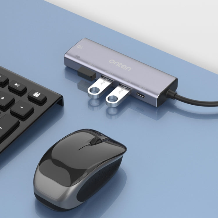 Onten OT-95123 5 in 1 Multifunctional Type-C + USB + HDMI Docking Station, Cable Length: 145mm(Silver) - free shipping - PMC Jewellery - Order now!