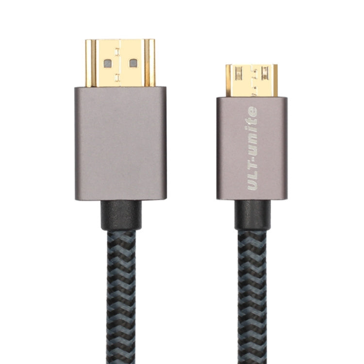 ULT-unite Gold-plated Head HDMI 2.0 Male to Mini HDMI Male Nylon Braided Cable, Cable Length: 1.2m(Black) - Cable by ult-unite | Online Shopping South Africa | PMC TechLife | Buy Now Pay Later Mobicred