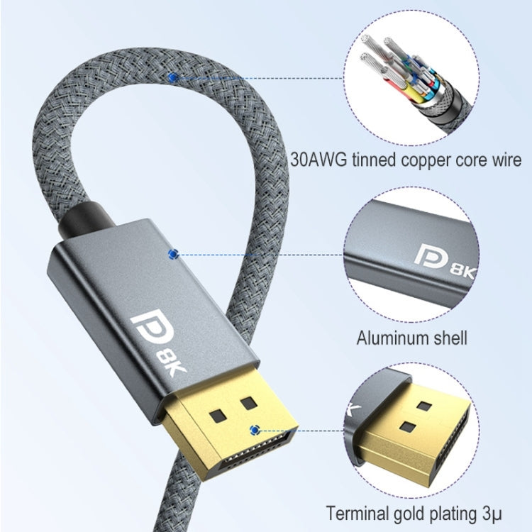 Mini DP Male to 8K DisplayPort 1.4 Male HD Braided Adapter Cable, Cable Length: 2m -  by PMC Jewellery | Online Shopping South Africa | PMC Jewellery | Buy Now Pay Later Mobicred