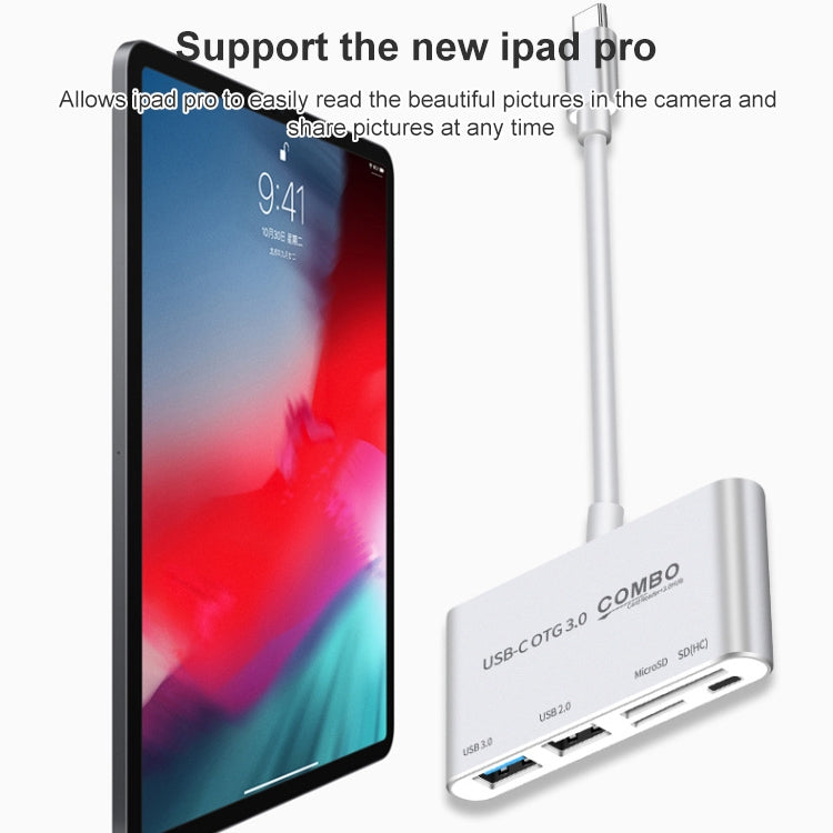 COMBO T-693 5 in 1 USB-C / Type-C to SD / TF / Micro SD Card Slot + USB 3.0 + USB 2.0Ports OTG HUB Card Reader(Gold) - free shipping - PMC Jewellery - Order now!