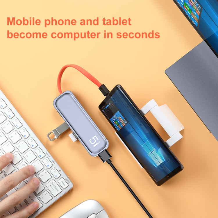 ROCK TR21 USB-C / Type-C to HDMI + USB3.0 x 3 + PD 4K 60Hz 5 in 1 Docking Station - free shipping - PMC Jewellery - Order now!