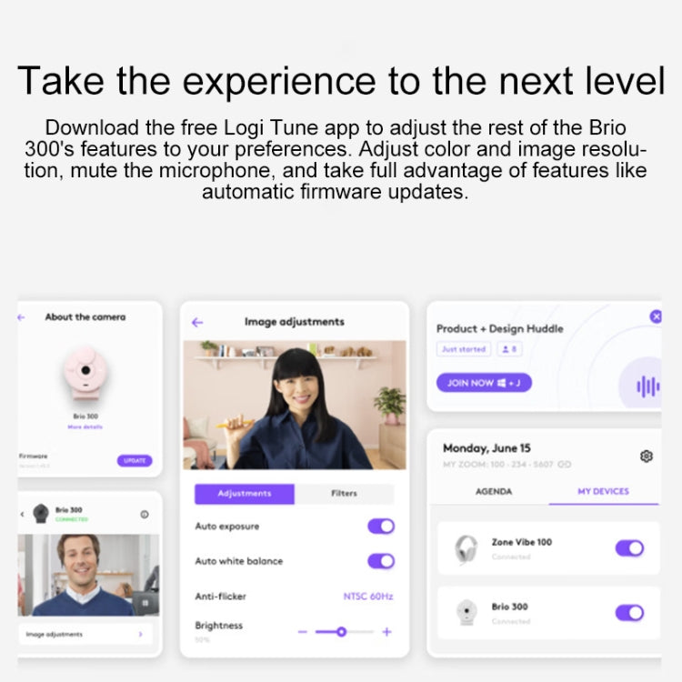 Logitech Brio 300 2MP 1080P Full HD IP Camera with Noise Reduction Microphone (White) - free shipping - PMC Jewellery - Order now!