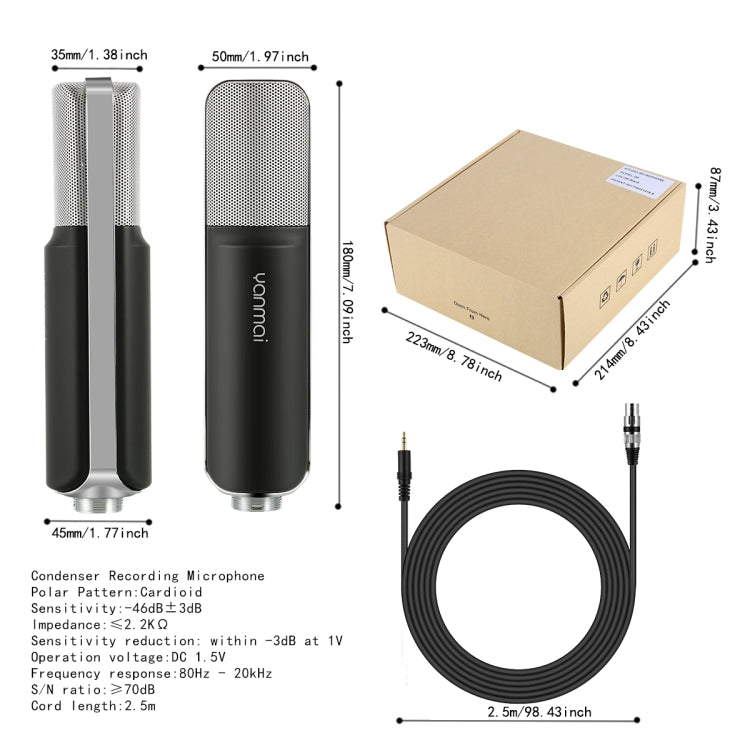 Yanmai Q8 Professional Game Condenser Sound Recording Microphone with Holder, Compatible with PC and Mac for  Live Broadcast Show, KTV, etc.(Black) - Microphone by Yanmai | Online Shopping South Africa | PMC TechLife | Buy Now Pay Later Mobicred