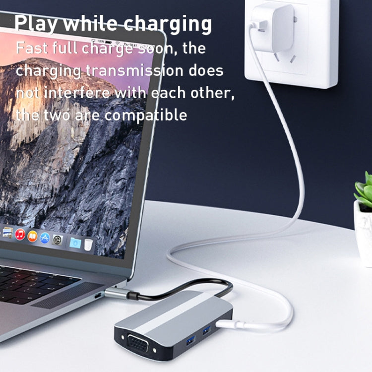 BYL-2106 7 in 1 USB-C / Type-C to USB Docking Station HUB Adapter (Silver) - USB HUB by PMC Jewellery | Online Shopping South Africa | PMC Jewellery | Buy Now Pay Later Mobicred