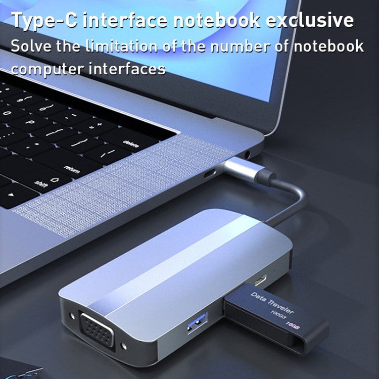 BYL-2106 7 in 1 USB-C / Type-C to USB Docking Station HUB Adapter (Silver) - USB HUB by PMC Jewellery | Online Shopping South Africa | PMC Jewellery | Buy Now Pay Later Mobicred