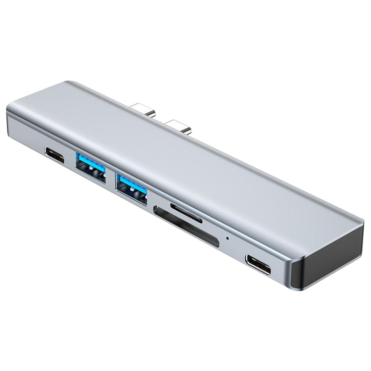 BYL-2101 7 in 1 Dual USB-C / Type-C to USB Docking Station HUB Adapter (Silver) - free shipping - PMC Jewellery - Order now!