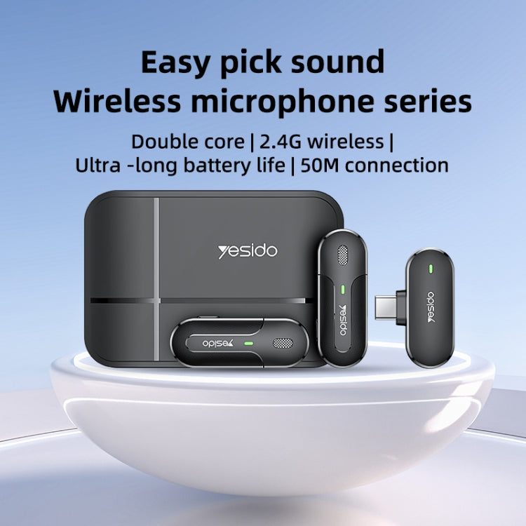 YESIDO KR17 2 in 1 Wireless Lavalier Microphone Type-C Receiver with Charging Box - Microphone by Yesido | Online Shopping South Africa | PMC TechLife | Buy Now Pay Later Mobicred