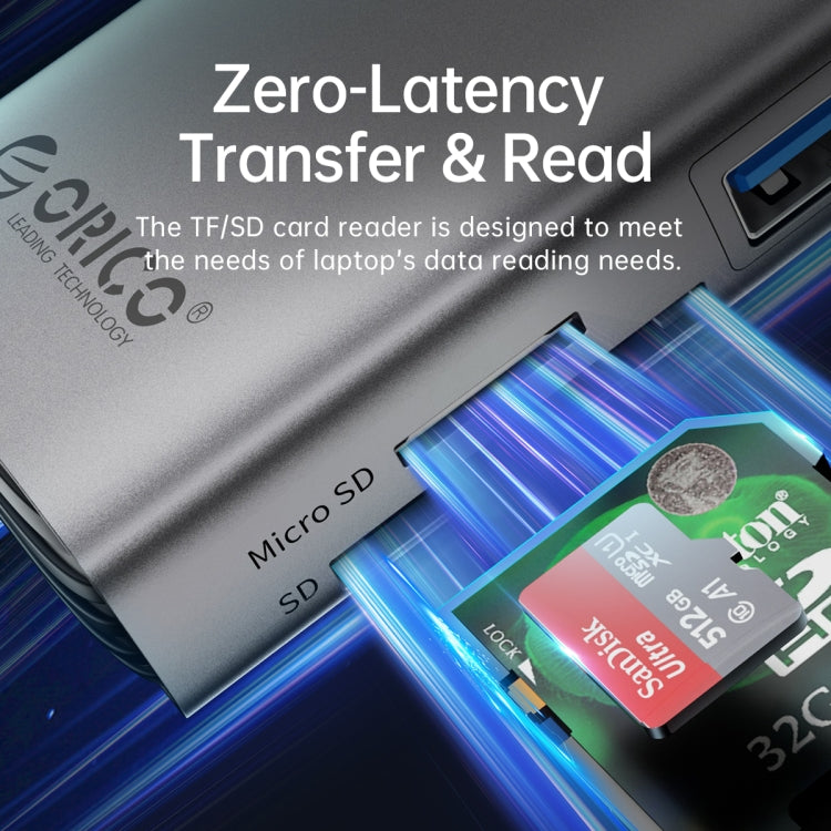 ORICO PW11-8PM Type-C / USB-C 8-in-1 5Gbps Multifunction Docking Station Card Reader (Silver) - USB HUB by ORICO | Online Shopping South Africa | PMC TechLife | Buy Now Pay Later Mobicred