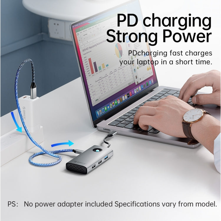 ORICO ORICO-PW11-6PCR R45 Type-C / USB-C 6-in-1 5Gbps Multifunction Docking Station (Dark Gray) - free shipping - PMC TechLife - Order now!