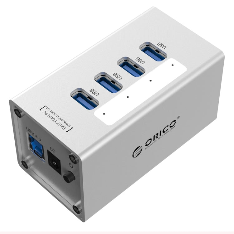 ORICO A3H4 Aluminum High Speed 4 Ports USB 3.0 HUB with 12V/2.5A Power Supply for Laptops(Silver) - free shipping - PMC TechLife - Order now!