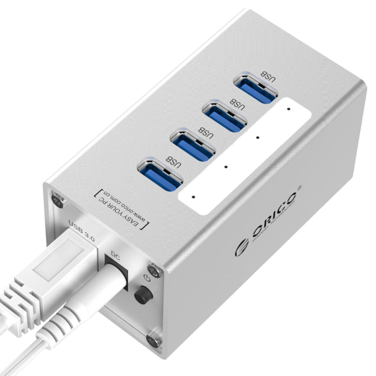 ORICO A3H4 Aluminum High Speed 4 Ports USB 3.0 HUB with 12V/2.5A Power Supply for Laptops(Silver) - free shipping - PMC TechLife - Order now!