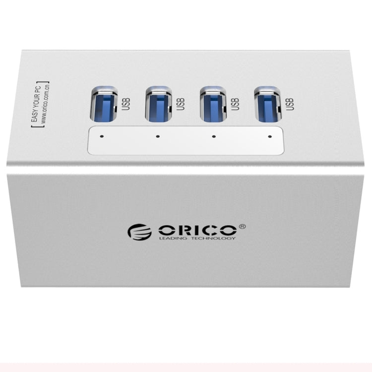 ORICO A3H4 Aluminum High Speed 4 Ports USB 3.0 HUB with 12V/2.5A Power Supply for Laptops(Silver) - free shipping - PMC TechLife - Order now!