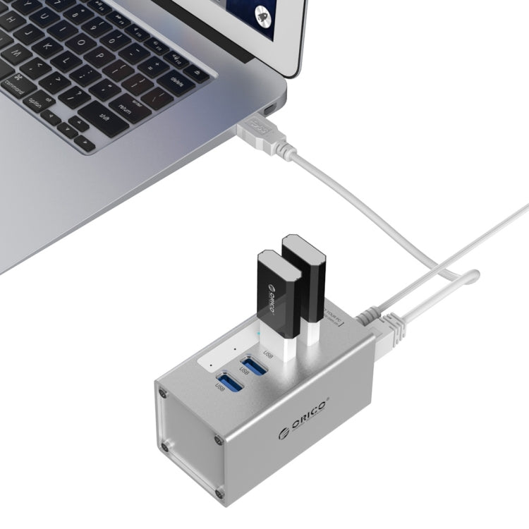 ORICO A3H4 Aluminum High Speed 4 Ports USB 3.0 HUB with 12V/2.5A Power Supply for Laptops(Silver) - free shipping - PMC TechLife - Order now!