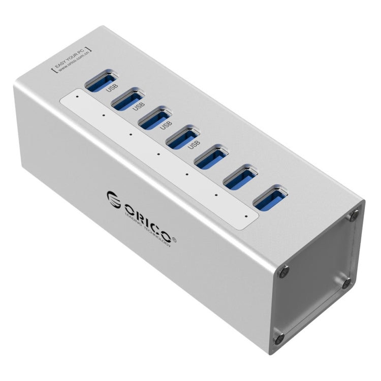 ORICO A3H7 Aluminum High Speed 7 Ports USB 3.0 HUB with 12V/2.5A Power Supply for Laptops(Silver) - free shipping - PMC TechLife - Order now!