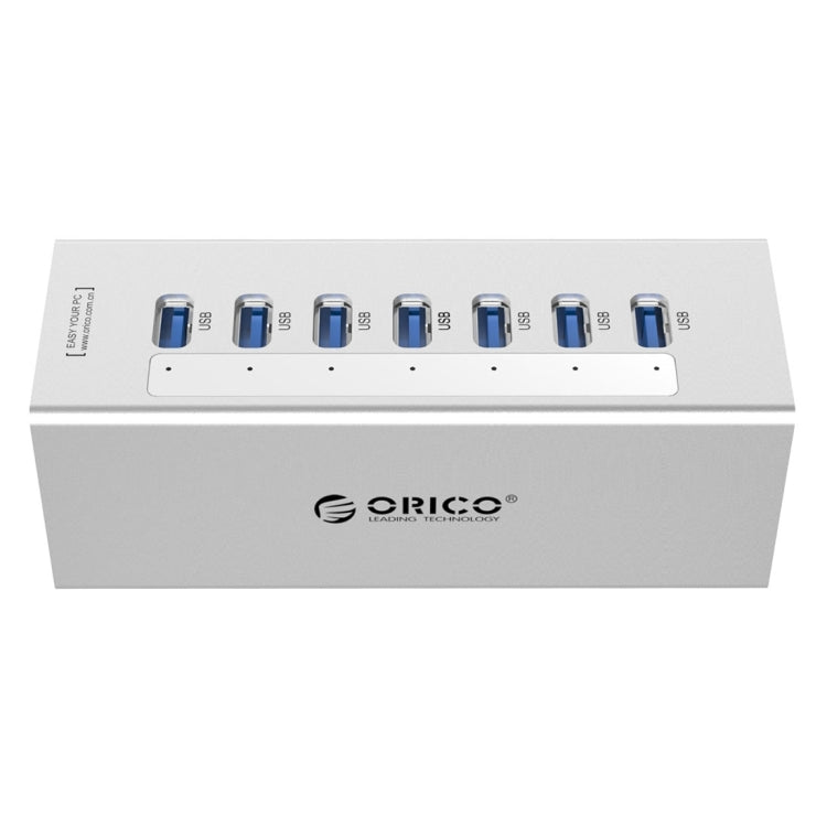 ORICO A3H7 Aluminum High Speed 7 Ports USB 3.0 HUB with 12V/2.5A Power Supply for Laptops(Silver) - free shipping - PMC TechLife - Order now!
