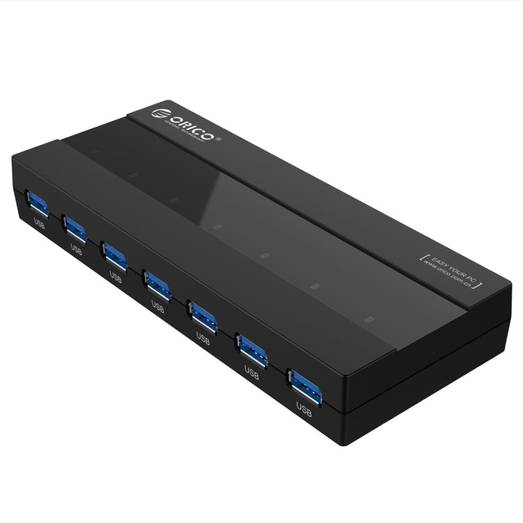 ORICO H727RK-U3 ABS High Speed 7 Ports USB 3.0 HUB with 12V Power Adapter for Laptops / Smartphones(Black) - free shipping - PMC TechLife - Order now!