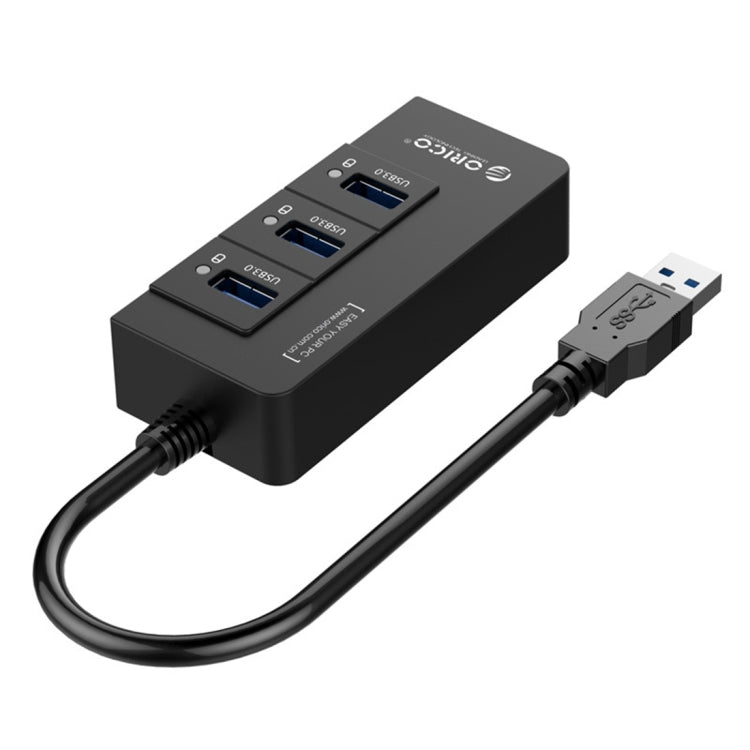 ORICO HR01-U3 ABS 3 Ports USB3.0 HUB Splitter with External RJ45 Gigabit Ethernet Network Card 5 Gbps for Laptops / Desktop / Ultrabook etc.(Black) - free shipping - PMC TechLife - Order now!