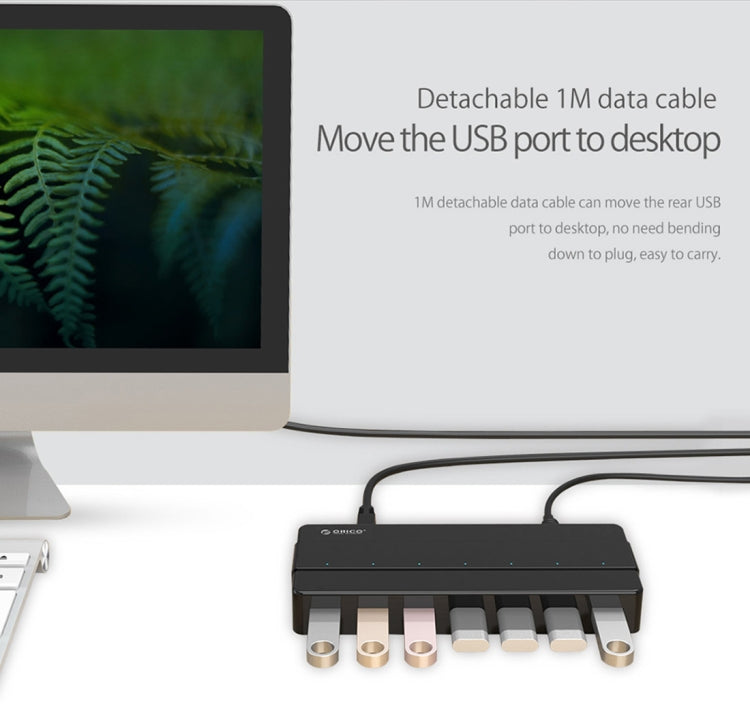ORICO H7928-U3 ABS Material Desktop 7 Ports USB 3.0 HUB with 1m Cable(Black) - free shipping - PMC Jewellery - Order now!