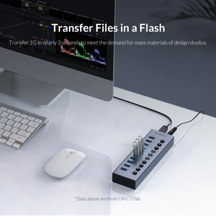 ORICO BT2U3-13AB-GY-BP Multi-Ports Individual Switches HUB, EU Plug - free shipping - PMC Jewellery - Order now!