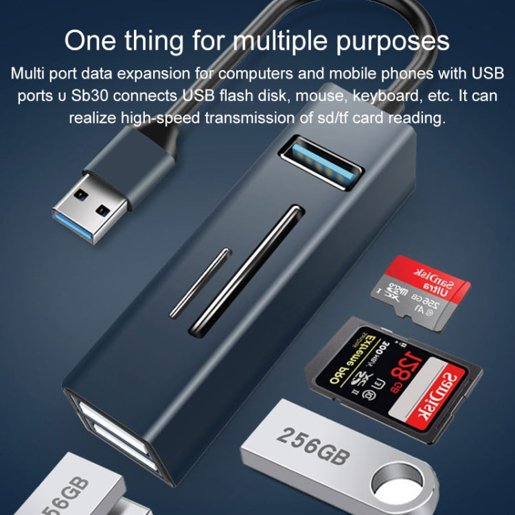 15101 5 in 1 USB3.0 to 3 x USB + SD / TF Card Reader HUB Adapter (Silver) - USB 3.0 HUB by PMC TechLife | Online Shopping South Africa | PMC TechLife | Buy Now Pay Later Mobicred