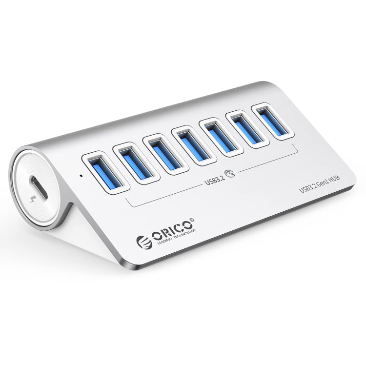 ORICO M3U7 Aluminum Alloy 7-Port USB 3.2 Gen1 5Gbps HUB with 1m Cable(Silver) - free shipping - PMC Jewellery - Order now!