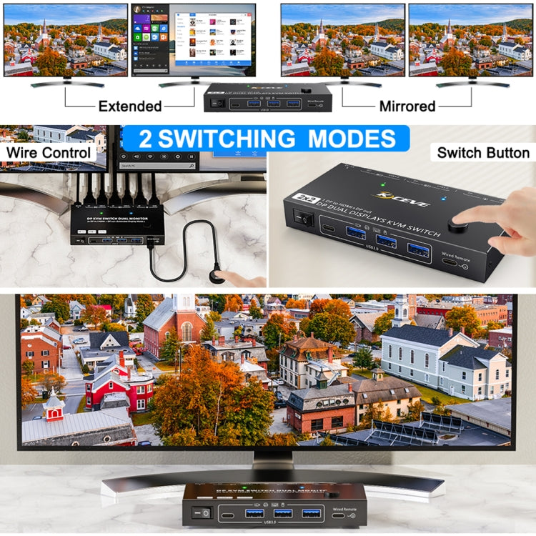 KC-KVM212DH 4K 60HZ USB3.0 DP Dual Display KVM Switcher with MST Dual Screen Extension Replication - Switch by PMC Jewellery | Online Shopping South Africa | PMC Jewellery | Buy Now Pay Later Mobicred