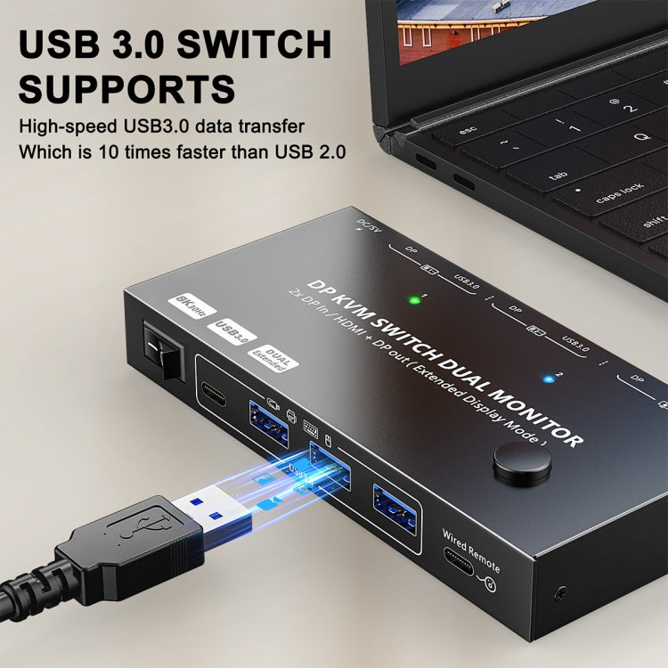 KC-KVM212DH 4K 60HZ USB3.0 DP Dual Display KVM Switcher with MST Dual Screen Extension Replication - Switch by PMC Jewellery | Online Shopping South Africa | PMC Jewellery | Buy Now Pay Later Mobicred