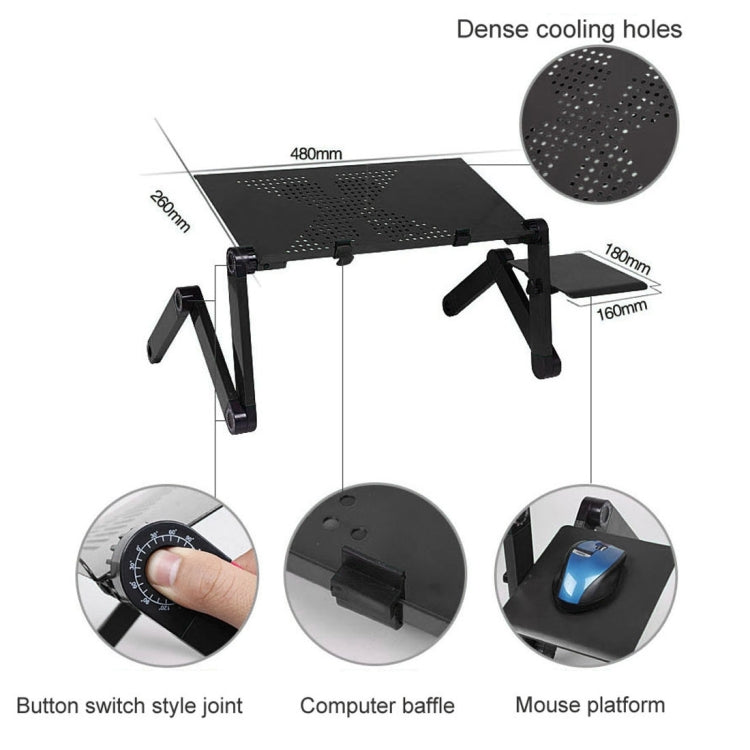 Portable 360 Degree Adjustable Foldable Aluminium Alloy Desk Stand with Mouse Pad for Laptop / Notebook, without CPU Fans(Black) - Laptop Stand by PMC Jewellery | Online Shopping South Africa | PMC Jewellery | Buy Now Pay Later Mobicred