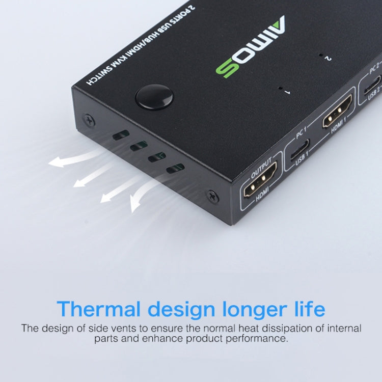 AIMOS AM-KVM201CC 2 Ports USB HUB HDMI KVM Switch without Extension Cable - Switch by PMC Jewellery | Online Shopping South Africa | PMC Jewellery | Buy Now Pay Later Mobicred