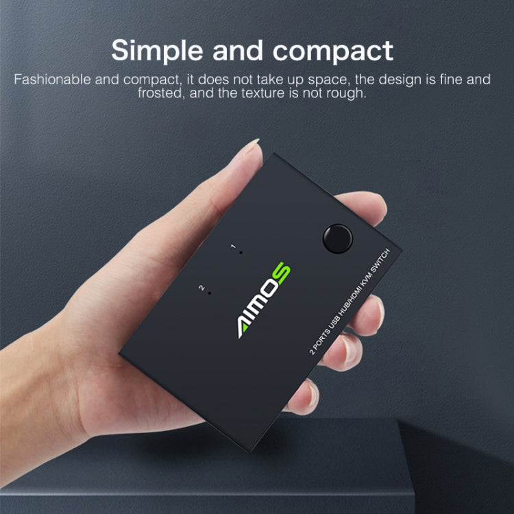 AIMOS AM-KVM201CC 2 Ports USB HUB HDMI KVM Switch without Extension Cable - Switch by PMC Jewellery | Online Shopping South Africa | PMC Jewellery | Buy Now Pay Later Mobicred