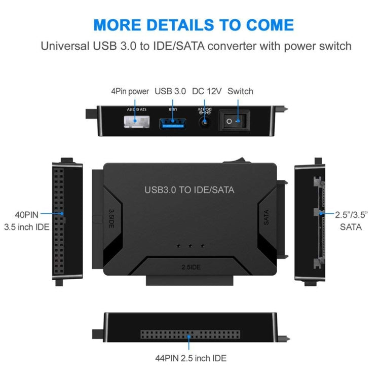 USB 3.0 to SATA / IDE Hard Disk Drive Converter Adapter Cable for 2.5 inch / 3.5 inch SATA IDE HDD, Cable Length: 1m - free shipping - PMC Jewellery - Order now!