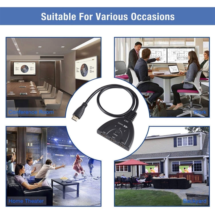 3 x 1 4K 60Hz YUV4:4:4 HDR HDMI Switcher with Pigtail HDMI Cable - Switch by PMC TechLife | Online Shopping South Africa | PMC TechLife | Buy Now Pay Later Mobicred