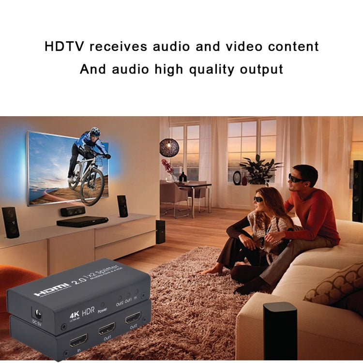 AYS-12V20 HDMI 2.0 1x2 4K Ultra HD Switch Splitter(Black) - Splitter by PMC Jewellery | Online Shopping South Africa | PMC Jewellery | Buy Now Pay Later Mobicred