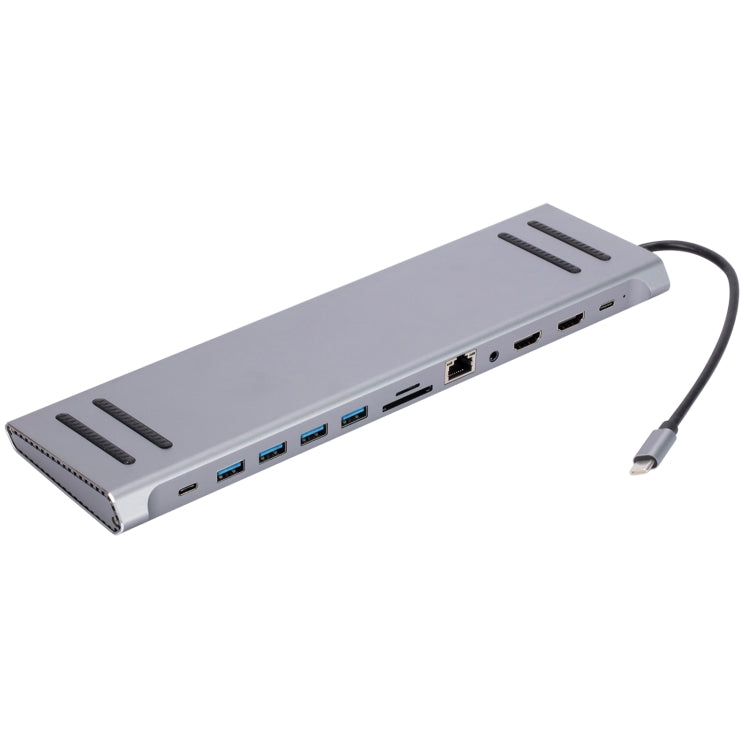 LS1094 12 in 1 Type-C to Dual HDMI Docking Station - USB HUB by PMC TechLife | Online Shopping South Africa | PMC TechLife