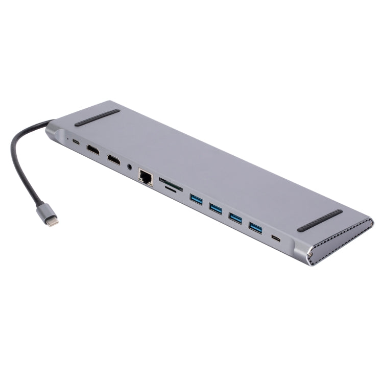 LS1094 12 in 1 Type-C to Dual HDMI Docking Station - USB HUB by PMC TechLife | Online Shopping South Africa | PMC TechLife
