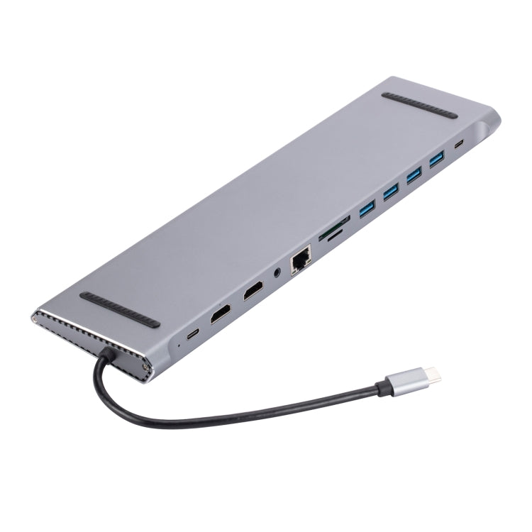 LS1094 12 in 1 Type-C to Dual HDMI Docking Station - USB HUB by PMC TechLife | Online Shopping South Africa | PMC TechLife