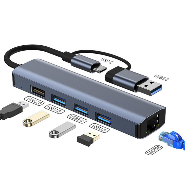 BYL-2208 5 in 2 USB + USB-C / Type-C to USB Multifunctional Docking Station HUB Adapter - USB HUB by PMC Jewellery | Online Shopping South Africa | PMC Jewellery | Buy Now Pay Later Mobicred