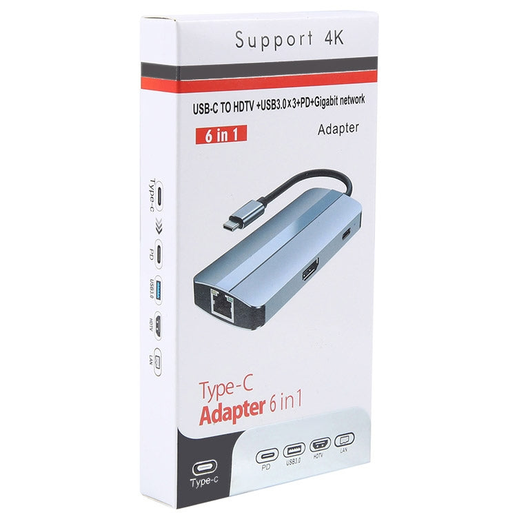 BYL-2209 6 in 1 USB-C / Type-C to USB Multifunctional Docking Station HUB Adapter - USB HUB by PMC Jewellery | Online Shopping South Africa | PMC Jewellery | Buy Now Pay Later Mobicred