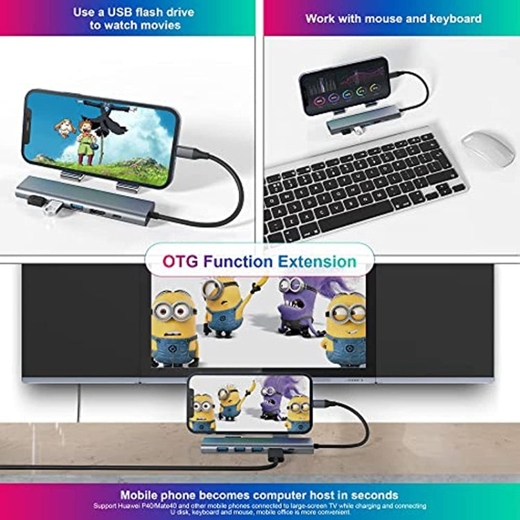 BYL-2210 6 in 1 USB-C / Type-C to USB Multifunctional Docking Station HUB Adapter with 1000M Network Port - USB HUB by PMC Jewellery | Online Shopping South Africa | PMC Jewellery | Buy Now Pay Later Mobicred