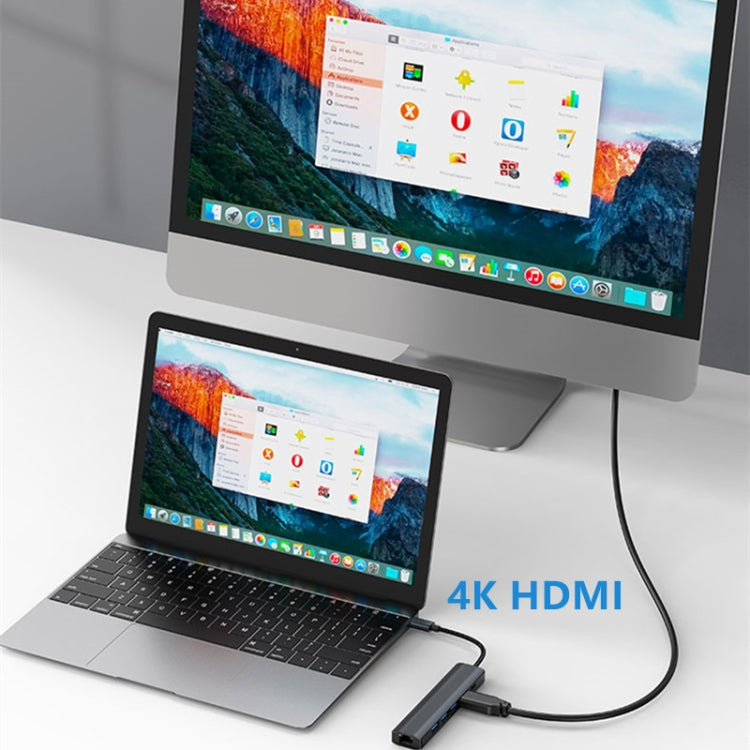 BYL-2210 6 in 1 USB-C / Type-C to USB Multifunctional Docking Station HUB Adapter with 1000M Network Port - USB HUB by PMC Jewellery | Online Shopping South Africa | PMC Jewellery | Buy Now Pay Later Mobicred