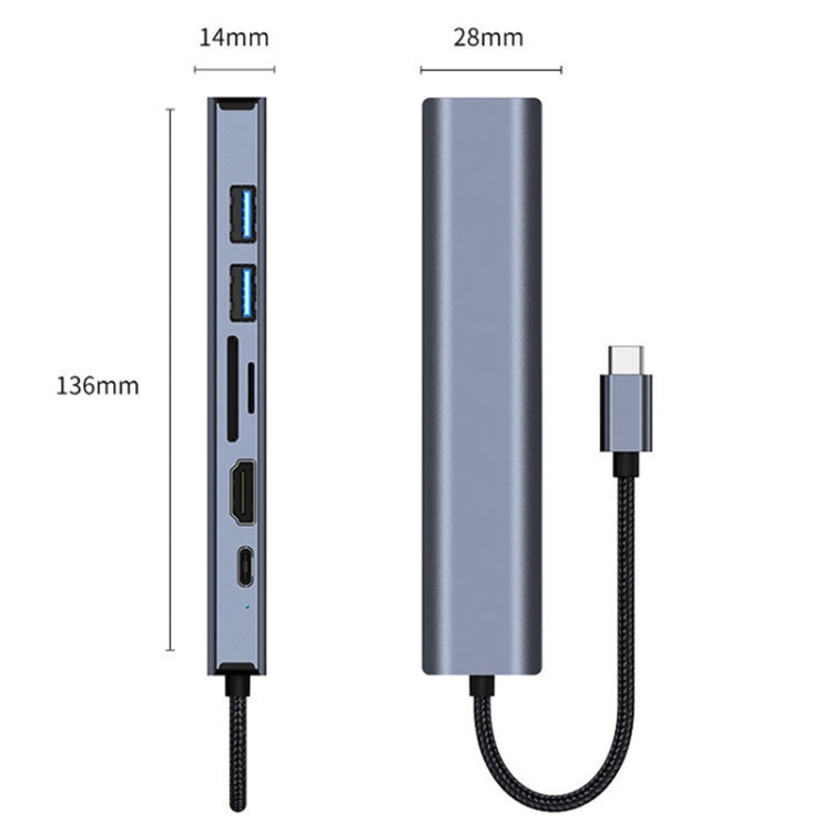 BYL-2303 7 in 1 USB-C / Type-C to USB Multifunctional Docking Station HUB Adapter - USB HUB by PMC Jewellery | Online Shopping South Africa | PMC Jewellery | Buy Now Pay Later Mobicred