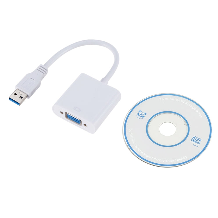 External Graphics Card Converter Cable USB3.0 to VGA, Resolution: 1080P(White) - Converter by PMC TechLife | Online Shopping South Africa | PMC TechLife | Buy Now Pay Later Mobicred