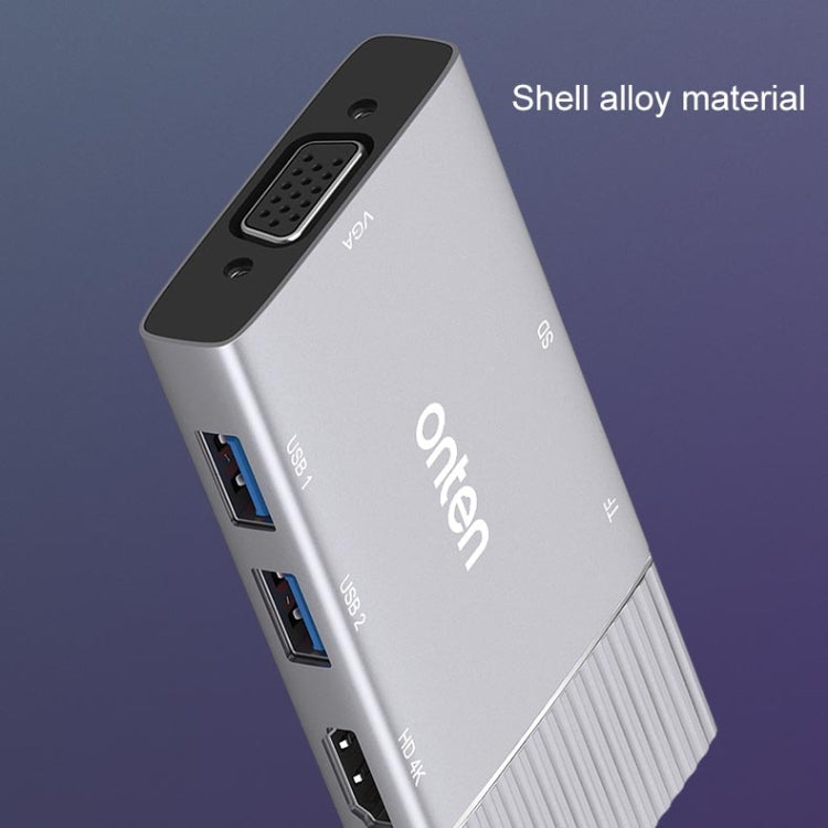 Onten 95113 8 In 1 USB 3.0 x2 + SD / TF + HDMI / VGA + 3.5mm Jack + Type-C / USB-C (PD 3.0) Multi-function HUB Converter Dock Station - free shipping - PMC Jewellery - Order now!